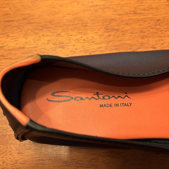 Santoni Blue Dammed Leather Loafers (New in box) main image 7